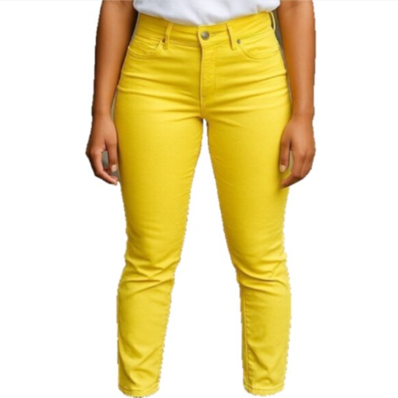 Rue21 Juniors Jeans Size 5/6 Neon Yellow Green Tapered Leg NWOT - Picture 1 of 10